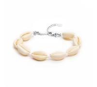 BERGERLIN Bracelet coquillage pour femmes et hommes - Avec fermoir doré et certification d'authenticité (M-L, blanc)