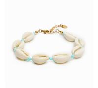 BERGERLIN Bracelet coquillage pour femmes et hommes - Avec fermoir doré et certification d'authenticité (M-L, Bleu)