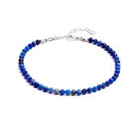 BERGERLIN Bracelet de Cheville véritable Pierre Naturelle avec Fermoir Doré ou Argent Sterling 925 - Perles à facettes - Bracelet Cheville avec Certificat d'Authenticité, 925 Argent - 22+5cm, perle,