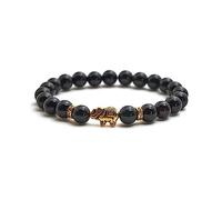 BERGERLIN Bracelet éléphant avec de véritables perles de pierre naturelle de 8 mm et des accents de cristal avec certificat d'authenticité
