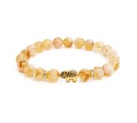 BERGERLIN Bracelet en amazonite avec de vraies perles de pierre naturelle et un éléphant