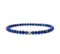 BERGERLIN Bracelet en lapis-lazuli véritable avec perle en argent sterling 925 - perles facettées - Taille M