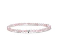BERGERLIN Bracelet en quartz rose véritable avec perle en argent sterling 925 - perles facettées - Taille L