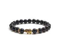 BERGERLIN Bracelet en tourmaline avec perles en véritable pierre naturelle et éléphant - Taille XS-S