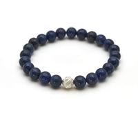 BERGERLIN Bracelet en véritable pierre naturelle avec perle en argent sterling 925 et perles en pierre naturelle de 8 mm - Avec certificat d'authenticité, XS-S, Argent sterling