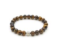 BERGERLIN Bracelet en véritable pierre naturelle avec perle en argent sterling 925 et perles en pierre naturelle de 8 mm - Avec certificat d'authenticité, XS-S, Argent sterling