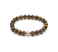 BERGERLIN Bracelet Œil de tigre - Bracelet en perles en véritable pierre naturelle avec perle en argent sterling 925