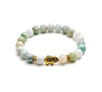 BERGERLIN Bracelet Jade avec de véritables perles de pierre naturelle et un éléphant