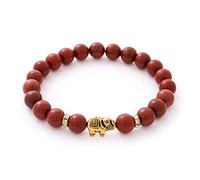 BERGERLIN Bracelet Jaspe avec de véritables perles de pierre naturelle et un éléphant