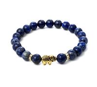 BERGERLIN Bracelet Lapis Lazuli avec de véritables perles de pierre naturelle et un éléphant
