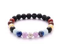 BERGERLIN Bracelet Perle Argent 925-7 Chakras avec Perles en Pierre Naturelle et Pierre de Lave Feel Goods