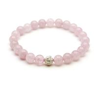 BERGERLIN Bracelet Quartz rose - Bracelet en perles en véritable pierre naturelle avec perle en argent sterling 925