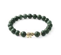 BERGERLIN Bracelet Serpentine avec de véritables perles de pierre naturelle et un éléphant