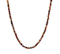 BERGERLIN Collier en œil de tigre marron avec perle plaquée or - chaîne marron avec fermoir, facettée - taille ML Feel Goods, Œil de tigre, Doré - 50+5 cm