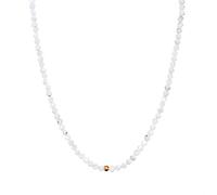 BERGERLIN Collier en pierre de lune blanc - chaîne blanche - Or - M-L