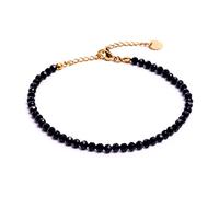 BERGERLIN Onyx Fußkette schwarz - facettiertes, schwarzes Fußkettchen - Gold - M-L
