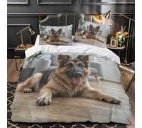 Bergers allemands Housse de Couette Imprimé en 3D Microfibre résistante Confortable Animal de compagnie cosmique Parure de Lit Fermeture Éclair Hypoallergique Léger for Hommes King（220x240cm）
