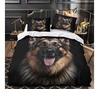 Bergers allemands Parure de Lit Microfibre résistante 3D Imprimée Super Douce Animaux de compagnie romantiques Housse de Couette Fermeture Éclair Douce Respirante for Femmes Super king（260x220cm）