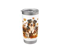 Bergers australiens Automnes Mamans et citrouilles Chien Gobelet isotherme en acier inoxydable double paroi
