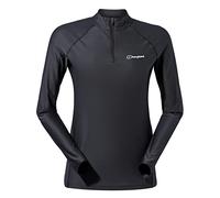 Berghaus Femme 24/7 Long Sleeve Zip Through Base Layer Top T Shirt, Jet Black, 8 EU