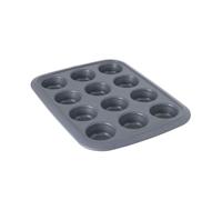 BergHOFF GEM moule à cupcakes pour 12 cupcakes, moule à muffins, moule à pâtisserie, moule à cupcakes, gabarit de cuisson, acier carbone, gris, 3990005