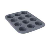 BergHOFF GEM Moule à muffins pour 12 muffins, Moule à pâtisserie, Moule à muffins, Gabarit de cuisson, Acier au carbone, Gris, 3990006