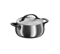 BergHOFF Home Casserole noire (20cm) - Casserole en acier inoxydable avec couvercle - Convient à toutes les plaques, y compris induction