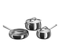 BergHOFF Home Set de casseroles 5 pièces Stellar Steel, acier inoxydable, sans PFAS ni PTFE, tous feux dont induction