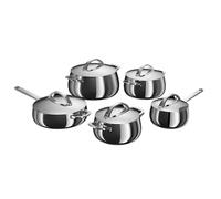 BergHOFF Home Set de casseroles en acier inoxydable - 10 pièces - Set de casseroles avec couvercles - adapté à l’induction, plaque en céramique, gaz & plaque électrique