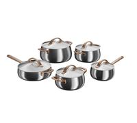 BergHOFF Home Set de casseroles en acier inoxydable - 10 pièces - Set de casseroles avec couvercles - Set adapté à l’induction, céramique, gaz & plaque électrique