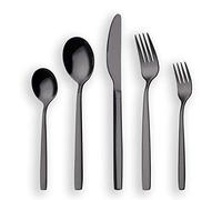 Berglander 30 pièces titane plaqué noir ensemble de couverts, 30 pièces ensemble de couverts, argenterie, service pour 6 (noir brillant)