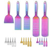 Berglander Accessoire Barbecue Arc-en-Ciel 5 pièces, Pince Barbecue ustensiles kit, Ensemble d’Outils de Barbecue avec poignée en Acier Inoxydable, Pas de Fusion et résistant à la Chaleur