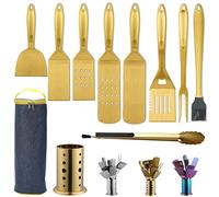 Berglander Accessoire Barbecue en Or 10 pièces, Pince Barbecue ustensiles kit, Ensemble d’Outils de Barbecue avec poignée en Acier Inoxydable, Pas de Fusion et résistant à la Chaleur