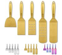 Berglander Accessoire Barbecue en Or 5 pièces, Pince Barbecue ustensiles kit, Ensemble d’Outils de Barbecue avec poignée en Acier Inoxydable, Pas de Fusion et résistant à la Chaleur