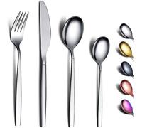 Berglander Couverts, Ensemble de 24 couverts en acier inoxydable argent, le service de couverts sert 6 personnes