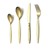 Berglander Couverts titaniques de placage à l'or réglés 24 pièces, service réglé de couverts d'or d'acier inoxydable pour 6