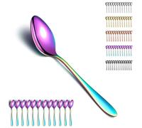 Berglander Cuillères à soupe arc-en-ciel 12pcs, cuillère à dîner en acier inoxydable placage coloré titane, cuillère à Table, cuillères argenterie pour la maison, Restaurant, hôtel, usage quotidien