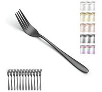 Berglander de table noires lot 12pcs 20,5 cm, ensemble de fourchettes à dîner en acier inoxydable plaqué titane noir pour la maison, le restaurant, les repas quotidiens