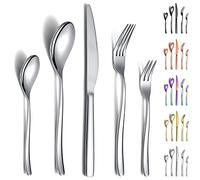 Berglander Ensemble de couverts 30 pièces, fourchettes et cuillères robustes en acier inoxydable Ensemble d'ustensiles résistant à la rouille Lavable au lave-vaisselle