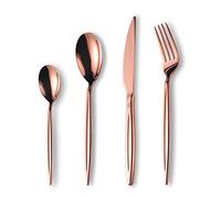 Berglander Ensemble de couverts en plaqué or rose titane 24 pièces, ensemble de couverts en acier inoxydable plaqué or rose, service de couverts en cuivre pour 6 personnes