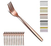 Berglander fourchettes de table en or rose 12 pièces, placage cuivre titane fourchettes à dîner en acier inoxydable moderne, couverts idéal pour la maison, salle de restauration, hôtel, mariage