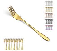 Berglander fourchettes detable 12pcs de 20,5 cm, ensemble de fourchettes à dîner en acier inoxydable plaqué titane doré pour la maison, le restaurant, les repas quotidiens