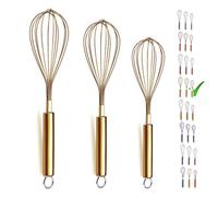 Berglander Paquet de 3 fouets en acier inoxydable 8 ", 10", 12 ", fouet en plaqué or Titianium, fouet, fouet en fil, ensemble fouet de cuisine (paquet de 3)