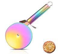 Berglander Roulette À Pizza, Plaque De titane Arcenciel, Coupe-Pizza En Acier Inoxydable, Trancheuse À Pizza Super Tranchante Avec Placage Or Titane, Coupe Pâtisserie, Facile À Nettoyer Et À Stocker