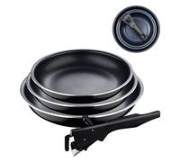 BERGNER Black Edition | Set de 3 Poêles de Cuisine de 18, 20 et 24 cm + 1 Manche Ergonomique et Amovible | Aluminium Pressé et Antiadhésif | Pour tous Types de Cuisinières et de Four