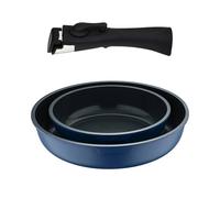 Bergner Click&Cook Lot de 2 poêles Ø22Ø26 cm en fonte d'aluminium bleu + manche amovible