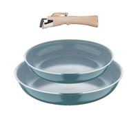 Bergner Click&Cook Lot de 2 poêles Ø24Ø28 cm Aluminium pressé recyclé vert + poignée amovible