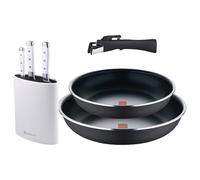 Bergner Click&Cook - Set de 2 Poêles Ø24Ø28cm Aluminium Pressé + Manche Amovible+Set de 3 Couteaux Inox Tacoma