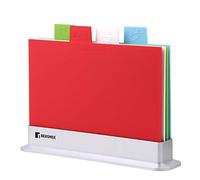 BERGNER Colors | Lot de 4 planches à découper | Dimensions 29 x 22,5 x 0,4 cm | En plastique | Avec support de rangement | Articles de cuisine | Différentes couleurs