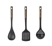 Bergner Copper Set de 3 ustensiles de cuisine : spatule rainurée, cuillère et louche en PBT noir et cuivre